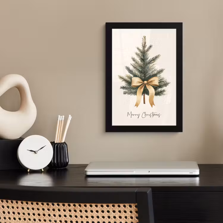 Poster met lijst - Kerstboom - Kerst - Merry Christmas - Beige — 3