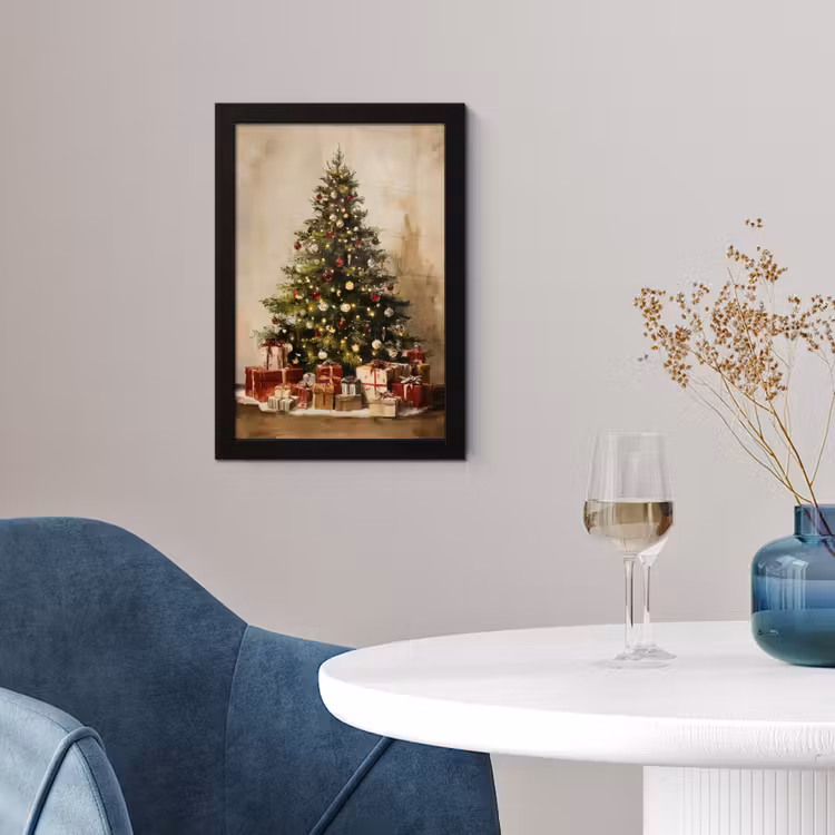 Poster met lijst - Kerstboom - Versierd - Kleurrijk — 2