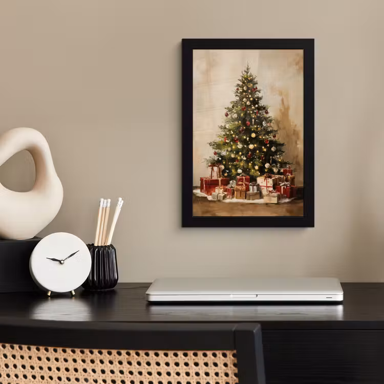 Poster met lijst - Kerstboom - Versierd - Kleurrijk — 3