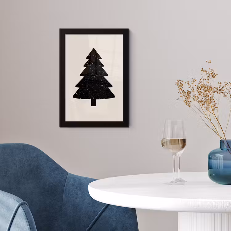 Poster met lijst - Kerstboom - Zwart - Feestdagen - Beige — 2