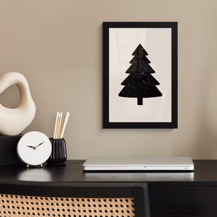 Poster met lijst - Kerstboom - Zwart - Feestdagen - Beige — 3