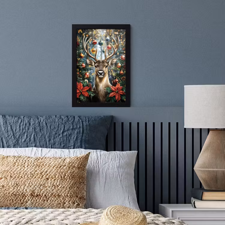 Poster met lijst - Kerstfeest - Dennenbos - Rood — 4
