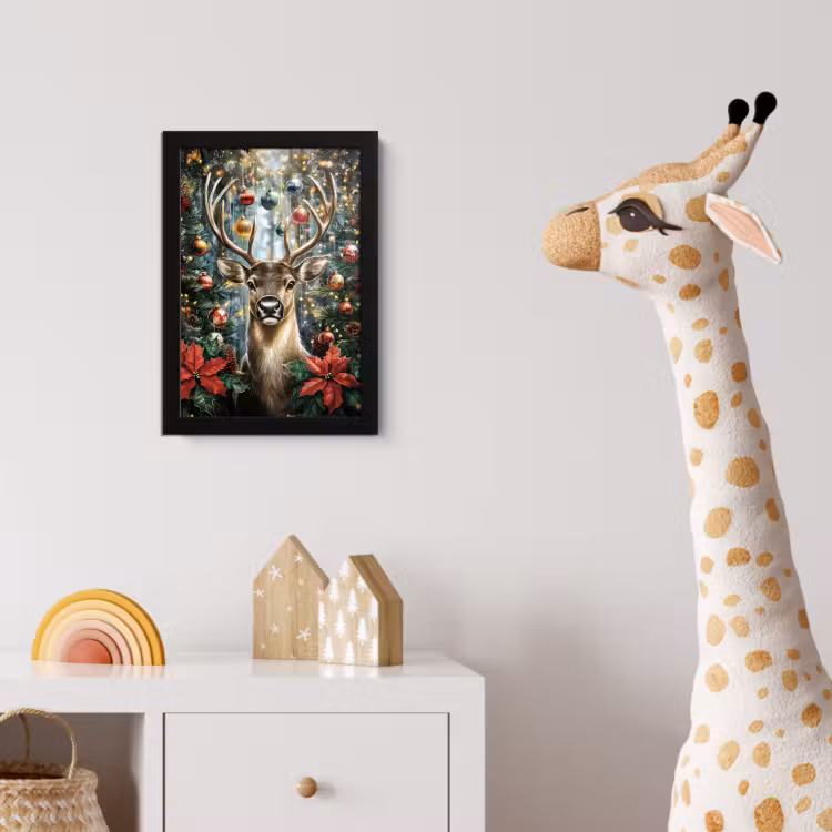 Poster met lijst - Kerstfeest - Dennenbos - Rood — 5