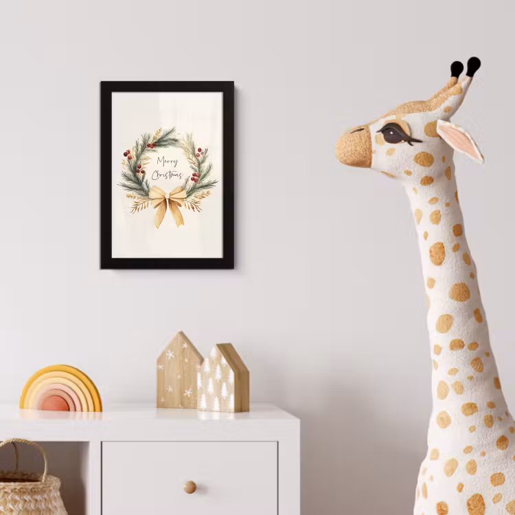 Poster met lijst - Kerstkrans - Kerst - Goud - Beige — 5