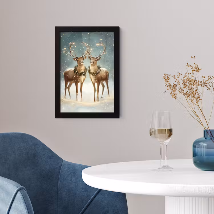 Poster met lijst - Kerstmagie - Winterwoud - Rendier — 2