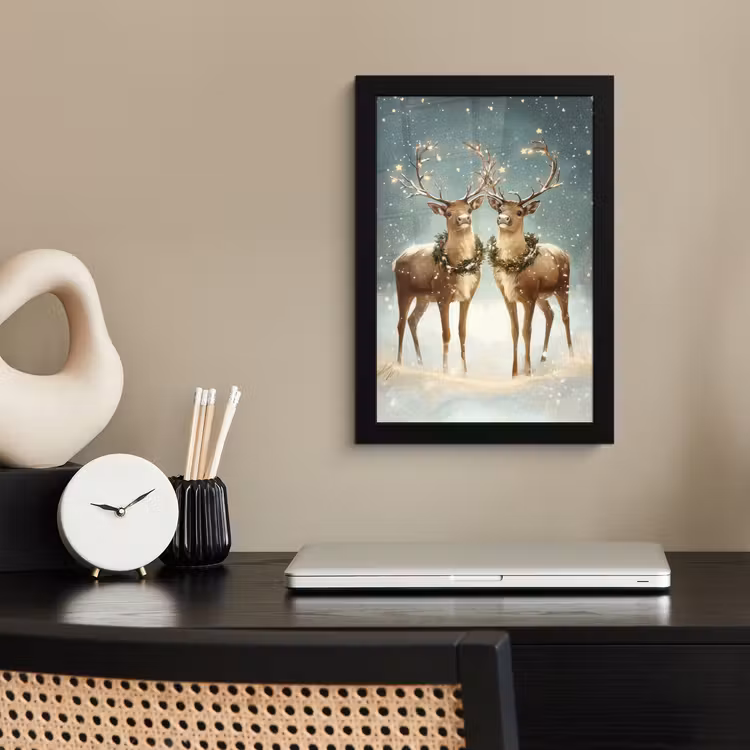 Poster met lijst - Kerstmagie - Winterwoud - Rendier — 3