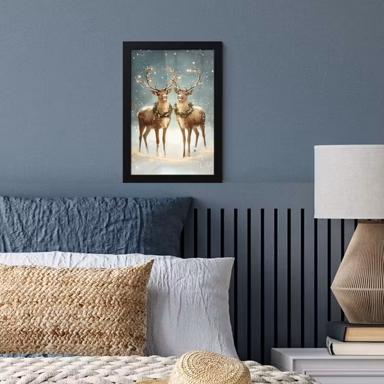 Poster met lijst - Kerstmagie - Winterwoud - Rendier — 4