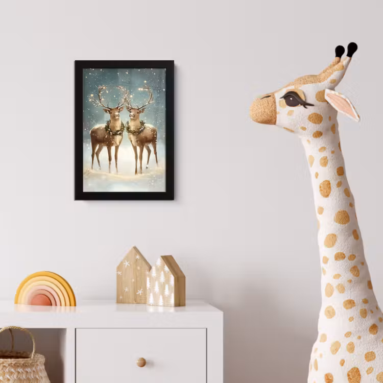 Poster met lijst - Kerstmagie - Winterwoud - Rendier — 5