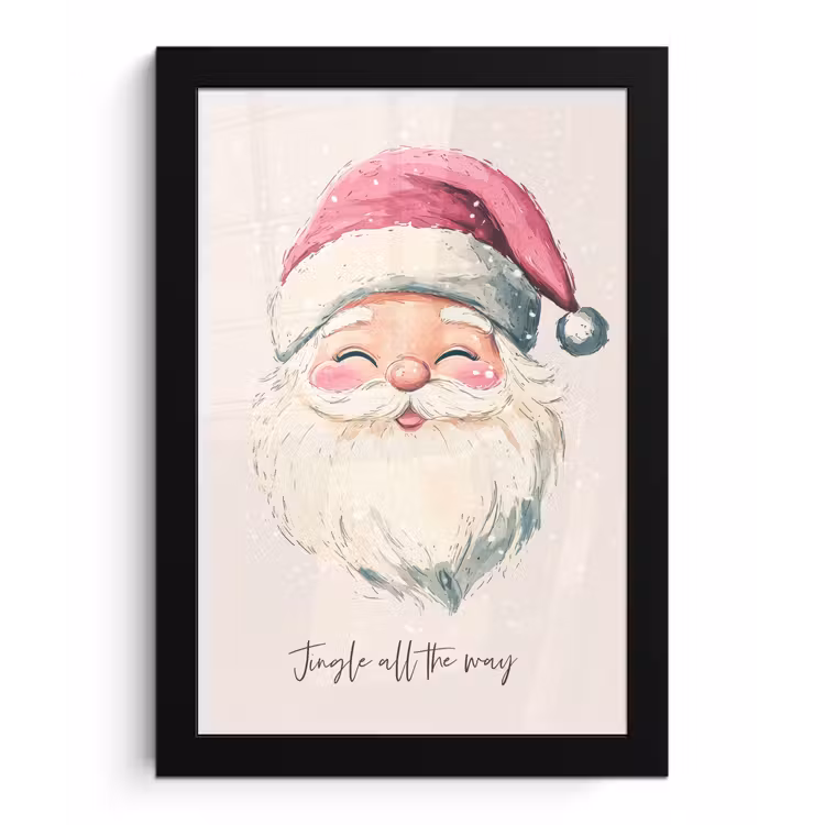 Poster met lijst - Kerstman - Kerst - Quote - Beige — 1