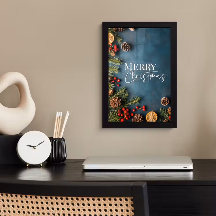 Poster met lijst - Merry Christmas - Blauw - Kerst - Winter — 3