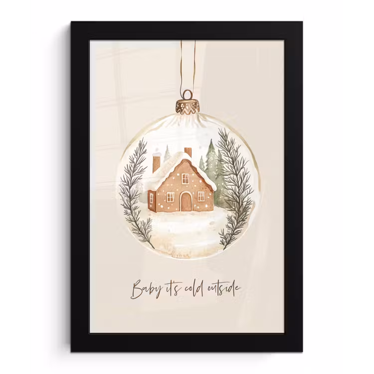 Poster met lijst - Quote - Winter - Kerst - Beige - Kerstbal — 1
