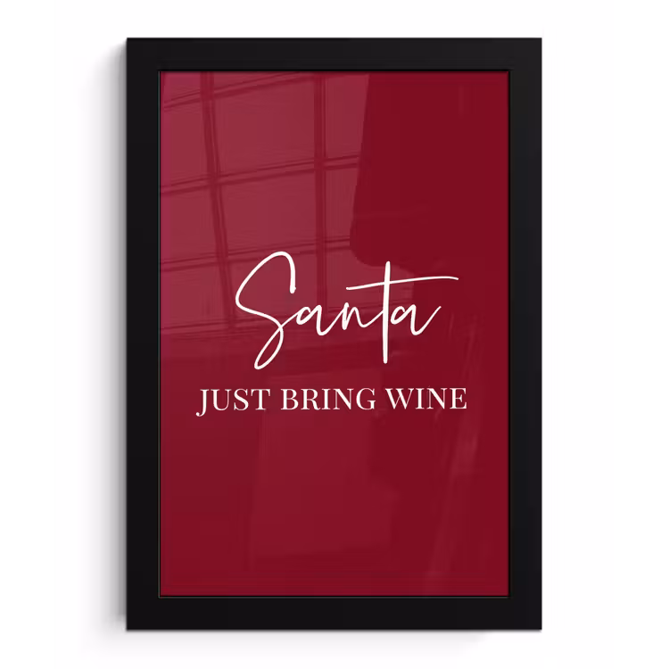 Poster met lijst - Santa - Wine - Rood - Kerst - Kerstman — 1