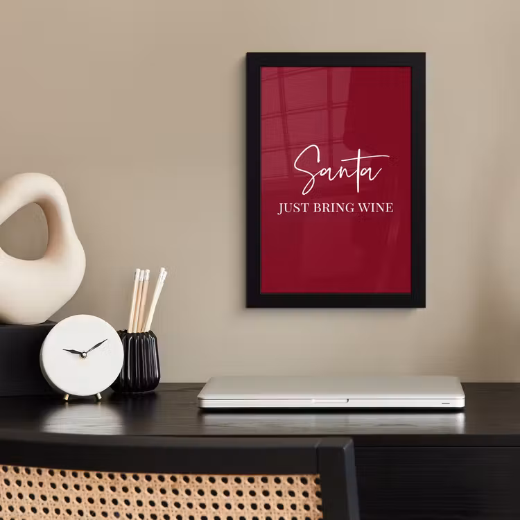 Poster met lijst - Santa - Wine - Rood - Kerst - Kerstman — 3