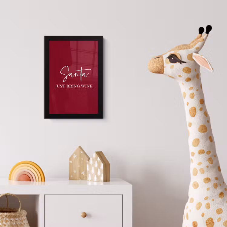 Poster met lijst - Santa - Wine - Rood - Kerst - Kerstman — 5