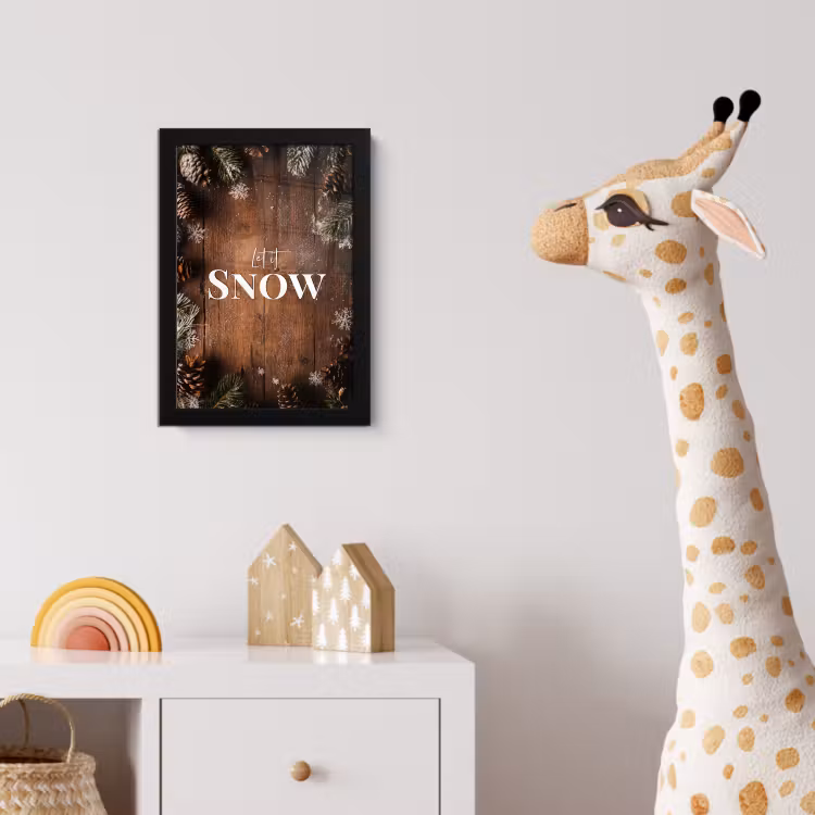 Poster met lijst - Sneeuw - Houtlook - Quote - Let it snow — 5