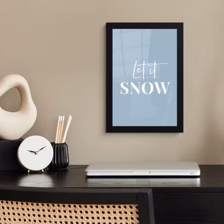 Poster met lijst - Sneeuw - Winter - Blauw - Let it snow — 3