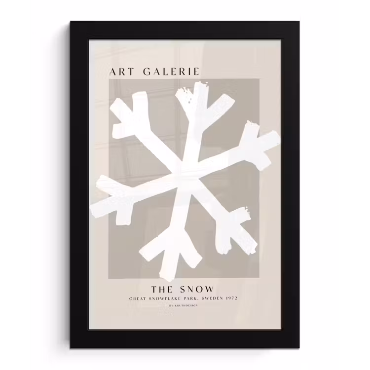 Poster met lijst - Sneeuwvlok - Wit - Winter - Kerst — 1