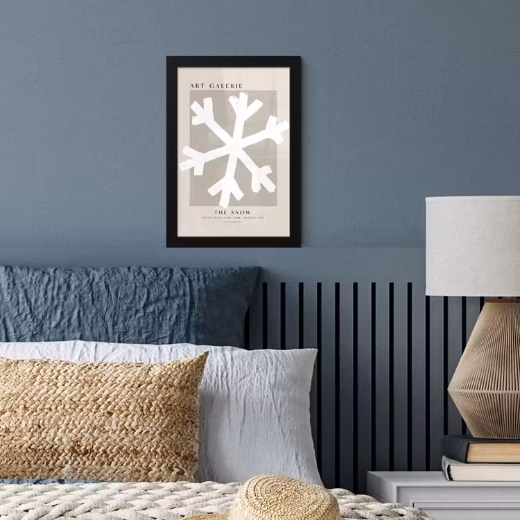Poster met lijst - Sneeuwvlok - Wit - Winter - Kerst — 4