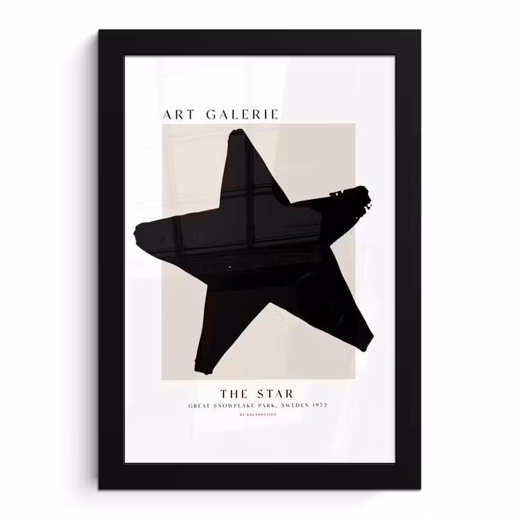 Poster met lijst - Sterren - Zwart - Kerstmis - Feestdagen — 1