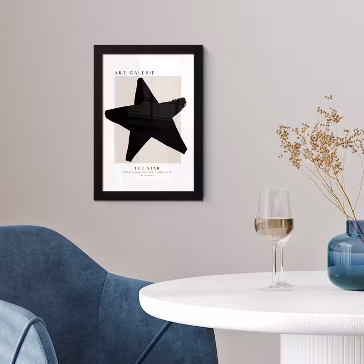 Poster met lijst - Sterren - Zwart - Kerstmis - Feestdagen — 2