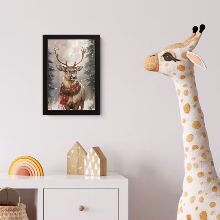 Poster met lijst - Winter - Bos - Rendier - Donker — 5