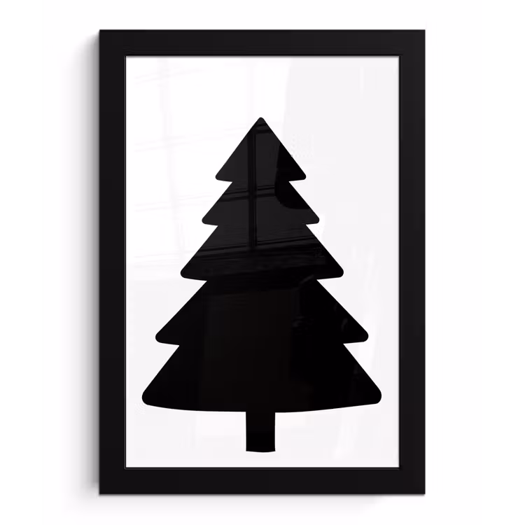 Poster met lijst - Kerstboom - Zwart - Kerstmis - Feest — 1