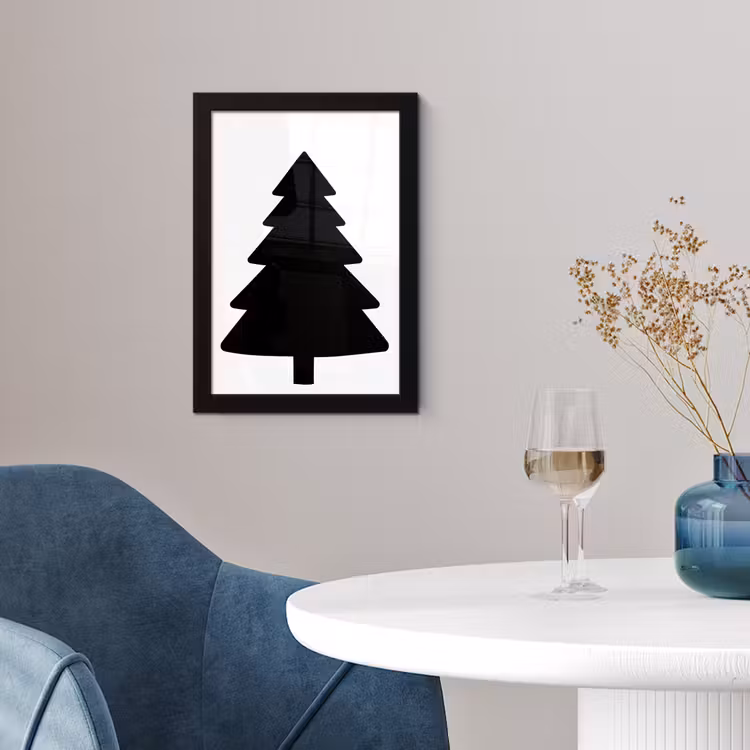 Poster met lijst - Kerstboom - Zwart - Kerstmis - Feest — 2