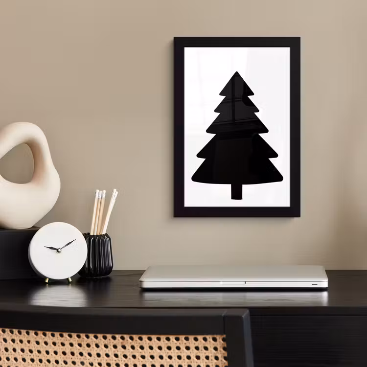 Poster met lijst - Kerstboom - Zwart - Kerstmis - Feest — 3