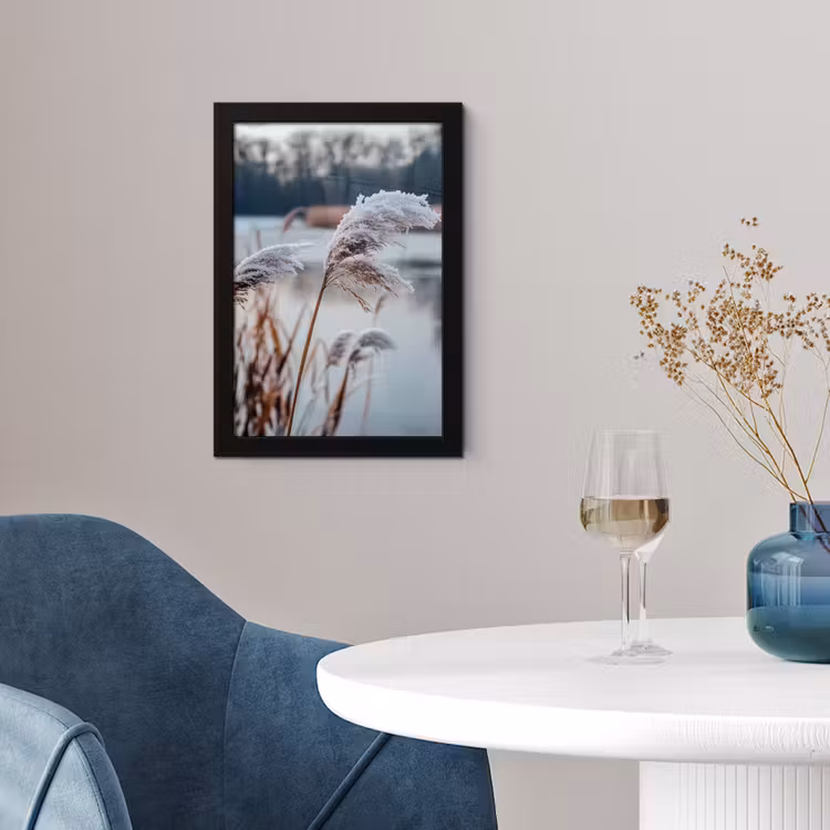 Poster met lijst - Riet - Gras - Natuur - Winter - Meer — 2