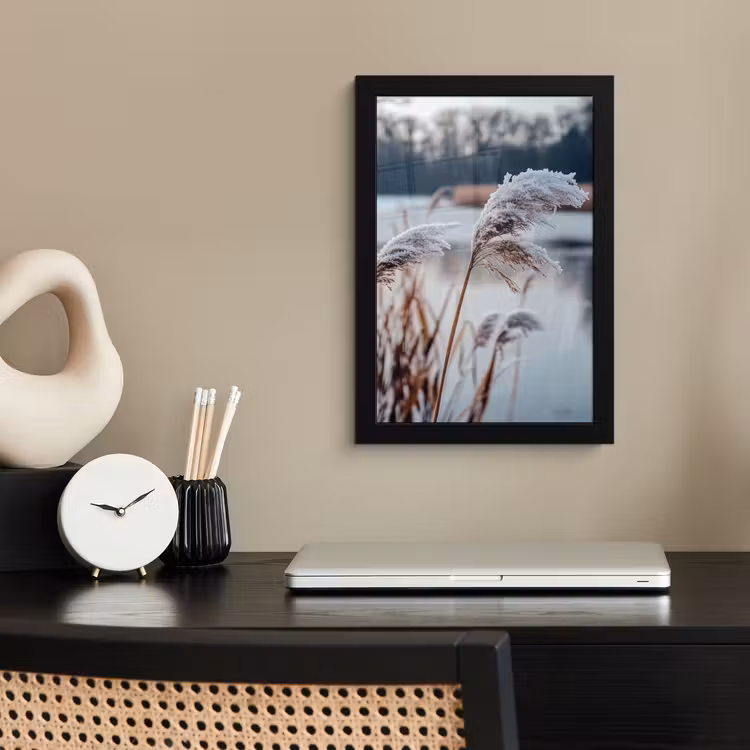 Poster met lijst - Riet - Gras - Natuur - Winter - Meer — 3