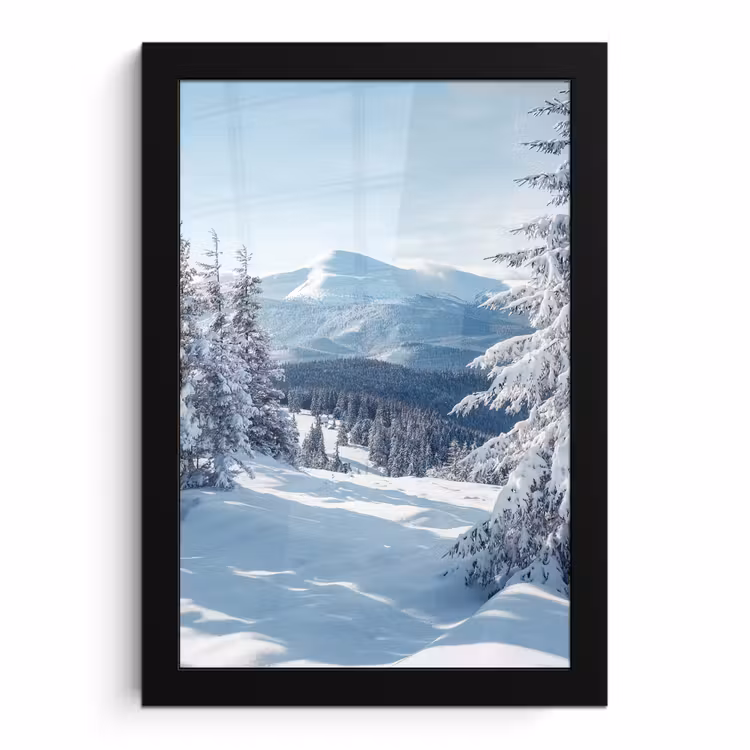 Poster met lijst - Winterlandschap - Natuur - Berg - Bomen - Sneeuw — 1