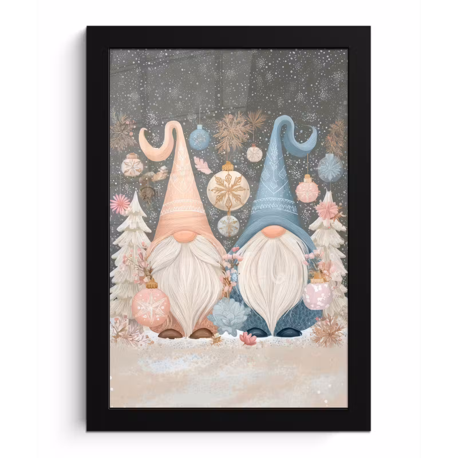 Poster met lijst - Kerst - Gnomen - Pastel — 1