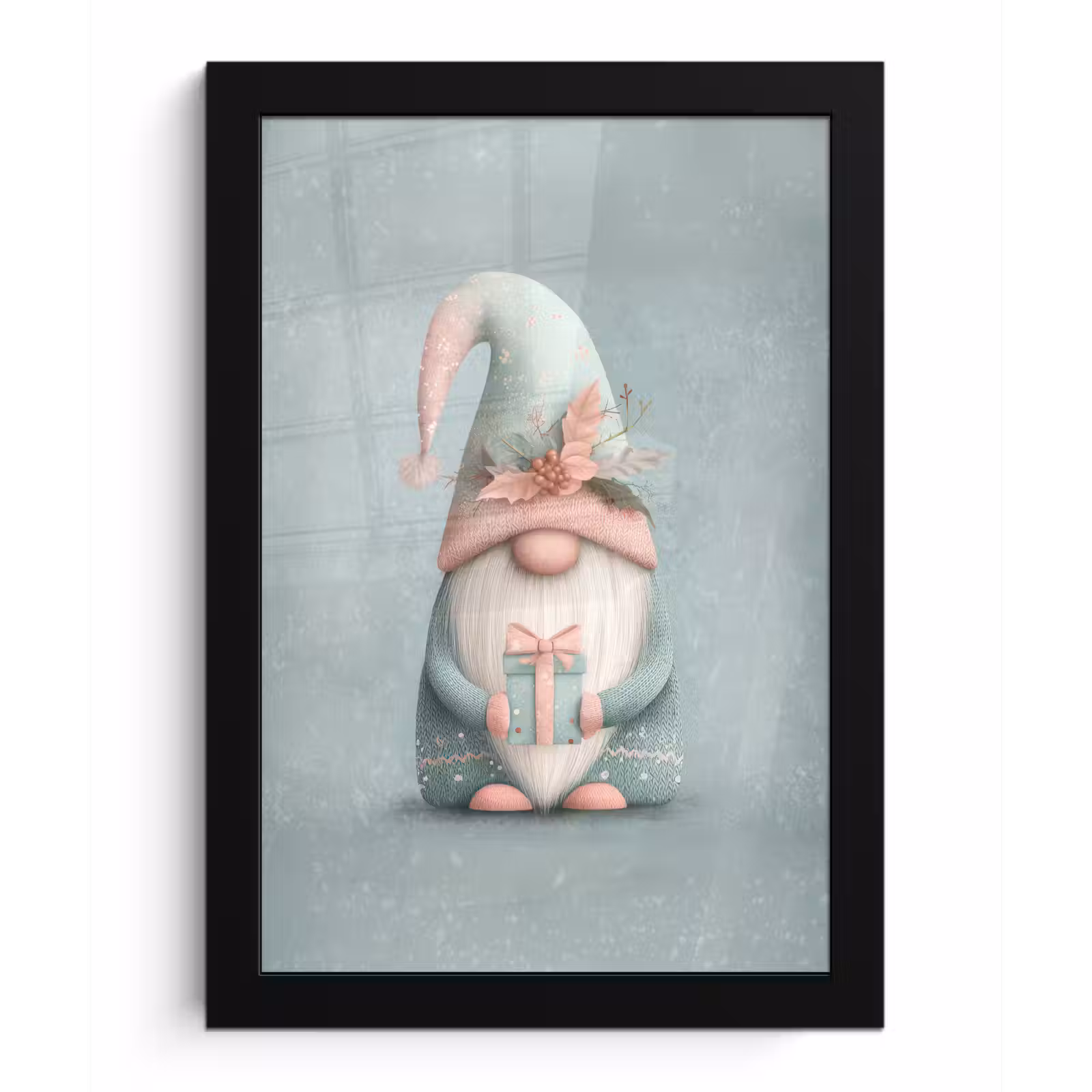 Poster met lijst - Kerstgnome - Cadeau - Groen — 1