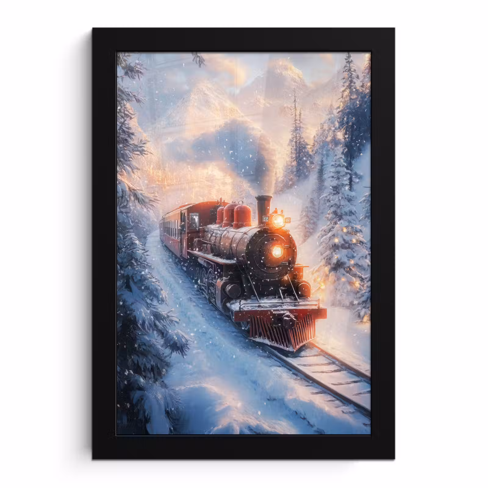 Poster met lijst - Kersttrein - Sneeuw - Winter - Kerst — 1