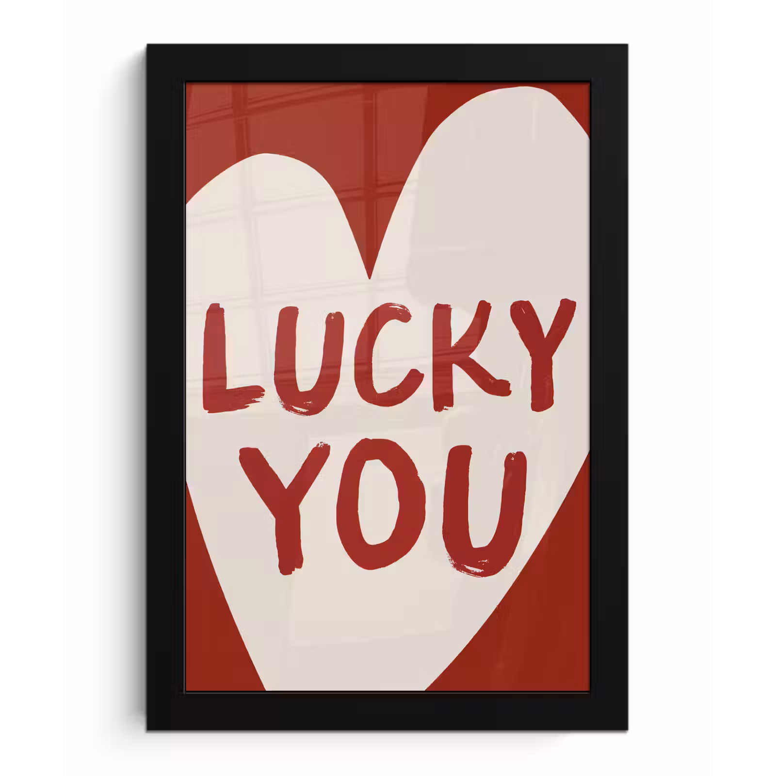 Poster met lijst - Lucky - Hart - Rood — 1