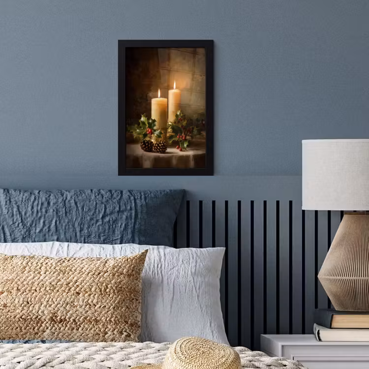 Poster met lijst - Kaarslicht - Kerst - Veelkleurig — 4