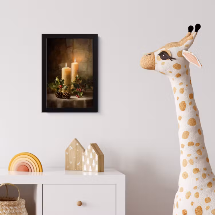 Poster met lijst - Kaarslicht - Kerst - Veelkleurig — 5