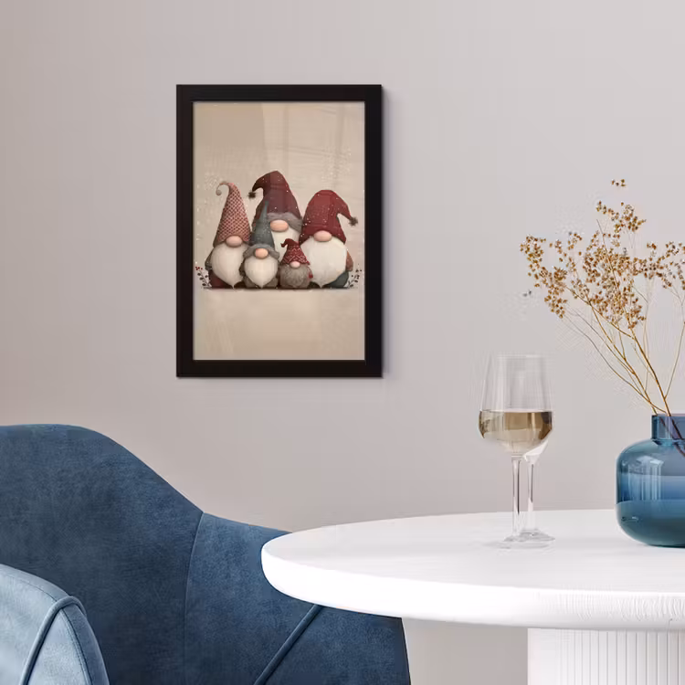 Poster met lijst - Kabouters - Kerst - Sneeuw - Puntmutsen — 2