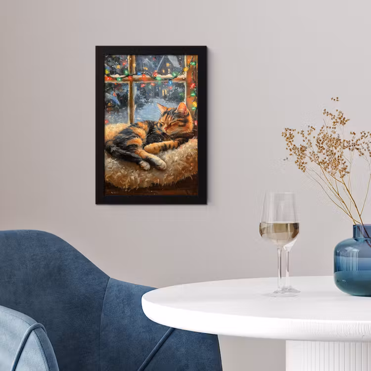 Poster met lijst - Kat - Kerst - Winter - Dier — 2