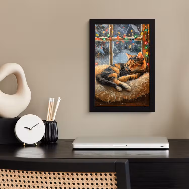 Poster met lijst - Kat - Kerst - Winter - Dier — 3