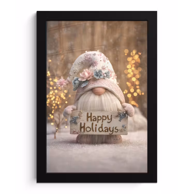 Poster met lijst - Kerst - Gnome - Bord - Kleurrijk — 1