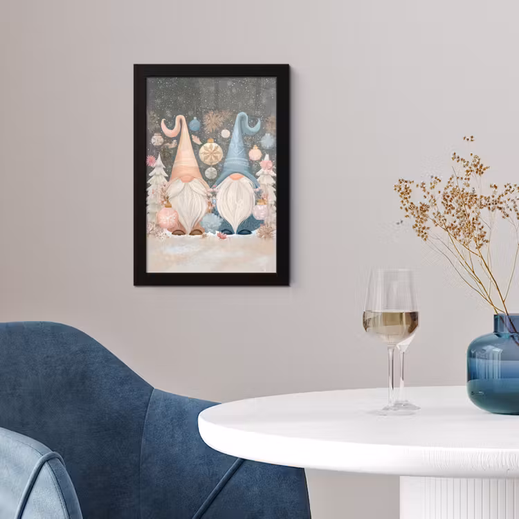 Poster met lijst - Kerst - Gnomen - Pastel — 2