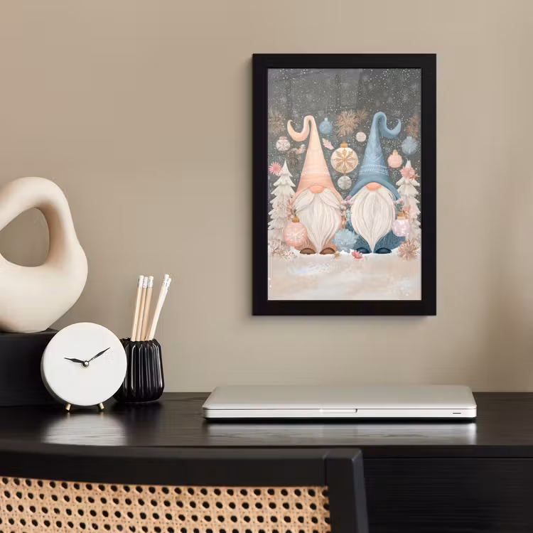 Poster met lijst - Kerst - Gnomen - Pastel — 3