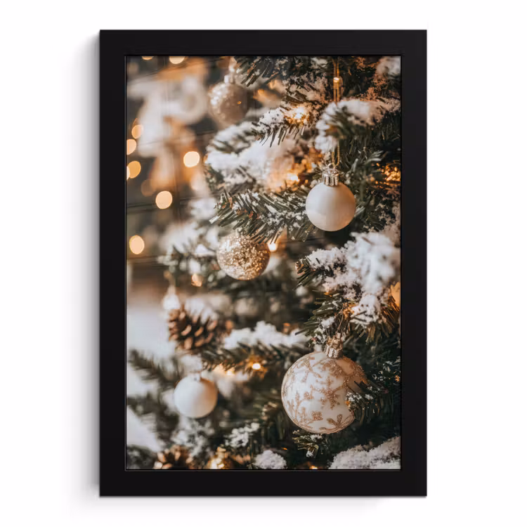 Poster met lijst - Kerst - Kerstboom - Winter - Binnen - Sneeuw — 1