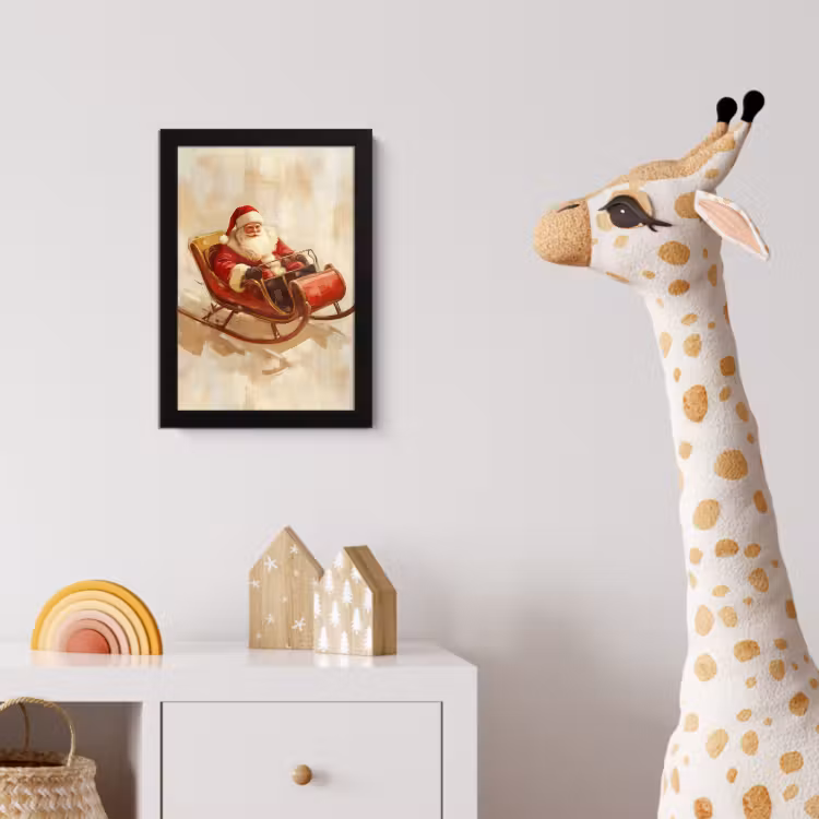 Poster met lijst - Kerst - Slee - Kerstman — 5
