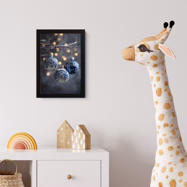 Poster met lijst - Kerstbal - Versierd - Blauw — 5