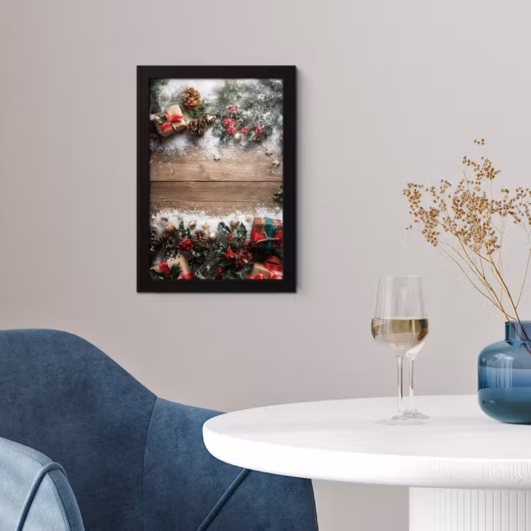 Poster met lijst - Kerstdecoratie - Geschenken - Hout - Veelkleurig — 2