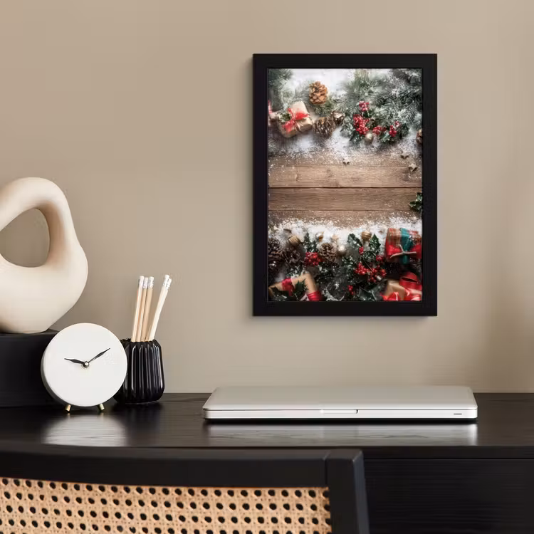Poster met lijst - Kerstdecoratie - Geschenken - Hout - Veelkleurig — 3