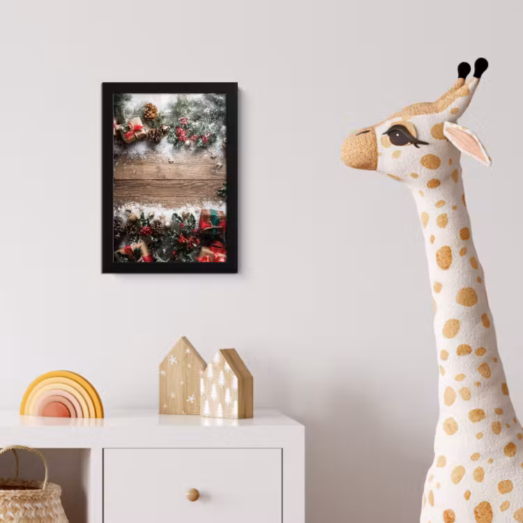 Poster met lijst - Kerstdecoratie - Geschenken - Hout - Veelkleurig — 5