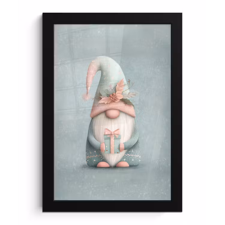 Poster met lijst - Kerstgnome - Cadeau - Groen — 1